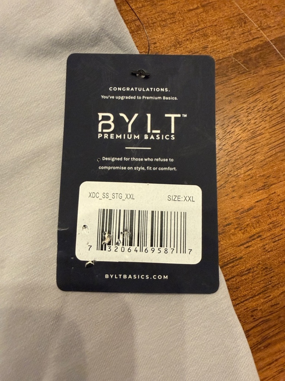 BYLT Men’s Crew Neck T-Shirt in Light Gray drop cut S/S XXL - Picture 2 of 5